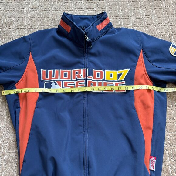 2007 MLB World Series Majestic Therma Base Jacket Mens M Navy Orange Full Zip - Picture 9 of 11